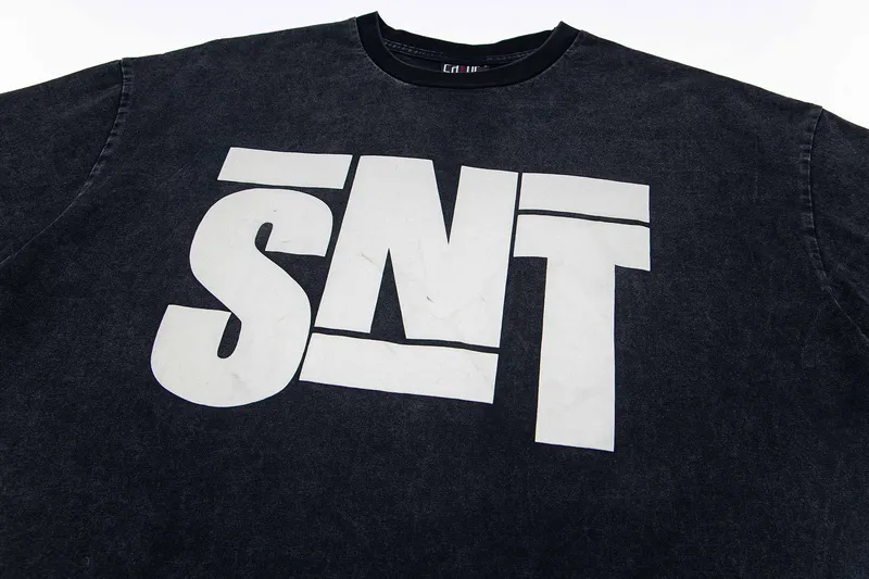 130💰S03# SAINT MICHAEL retro high street distressed vinTAGE short-sleeved T-shirt 15 washed black S,M,L,XL